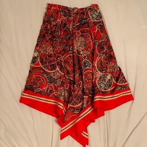 Orange midi printed skirt